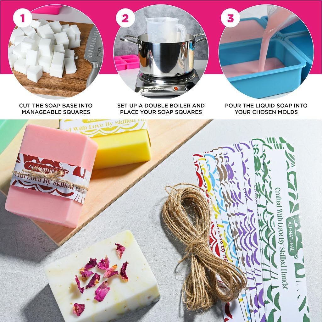 Soap Making Kit - Soap Making Supplies melt and Pour - DIY Set for Adults and Kids, Includes soap Base, Silicone