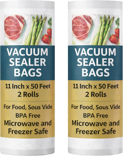 Vacuum Sealer Bags for Food, Vacuum Seal Bags, 50FT, 2 Pack, Large
