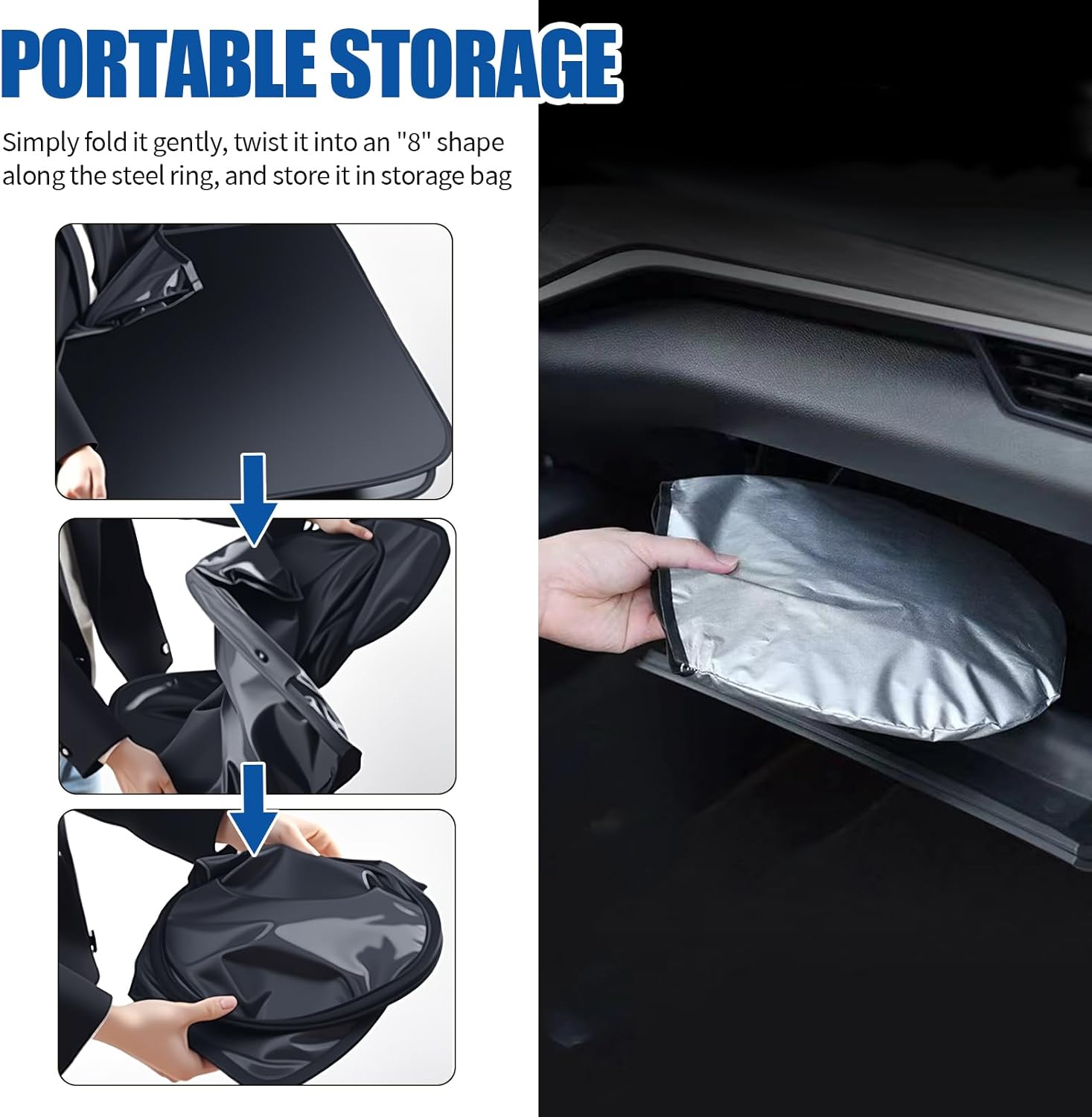 59"×31" 2026 Upgraded Car Windshield Sun Shade Foldable,Thickened Car Sun Shade Windshield with Storage Bag,Universal