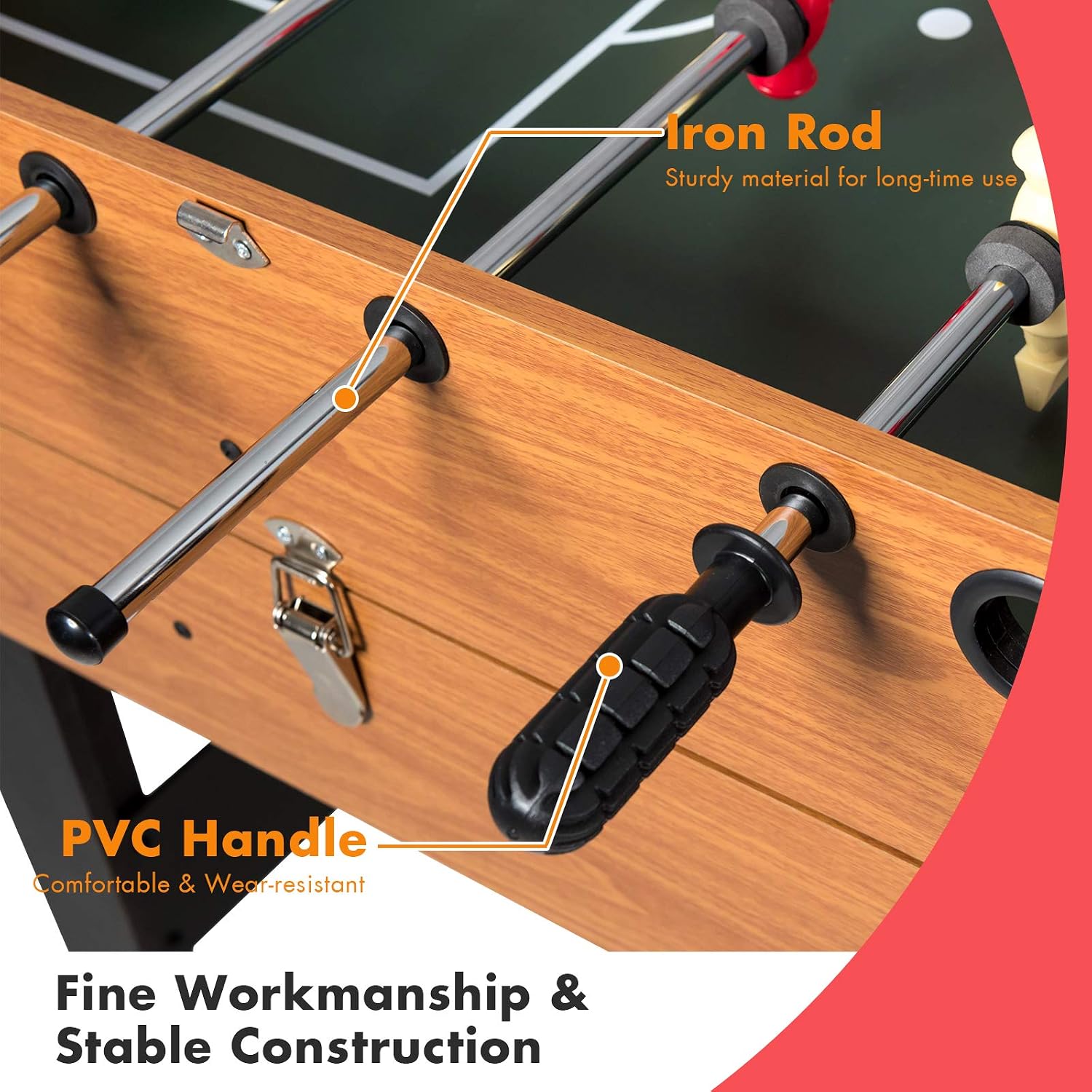 3 in 1 Multi Game Table, 49 Inch with Foosball Hockey & Billiards, Competition Sized Combo Game Table for Home, Game