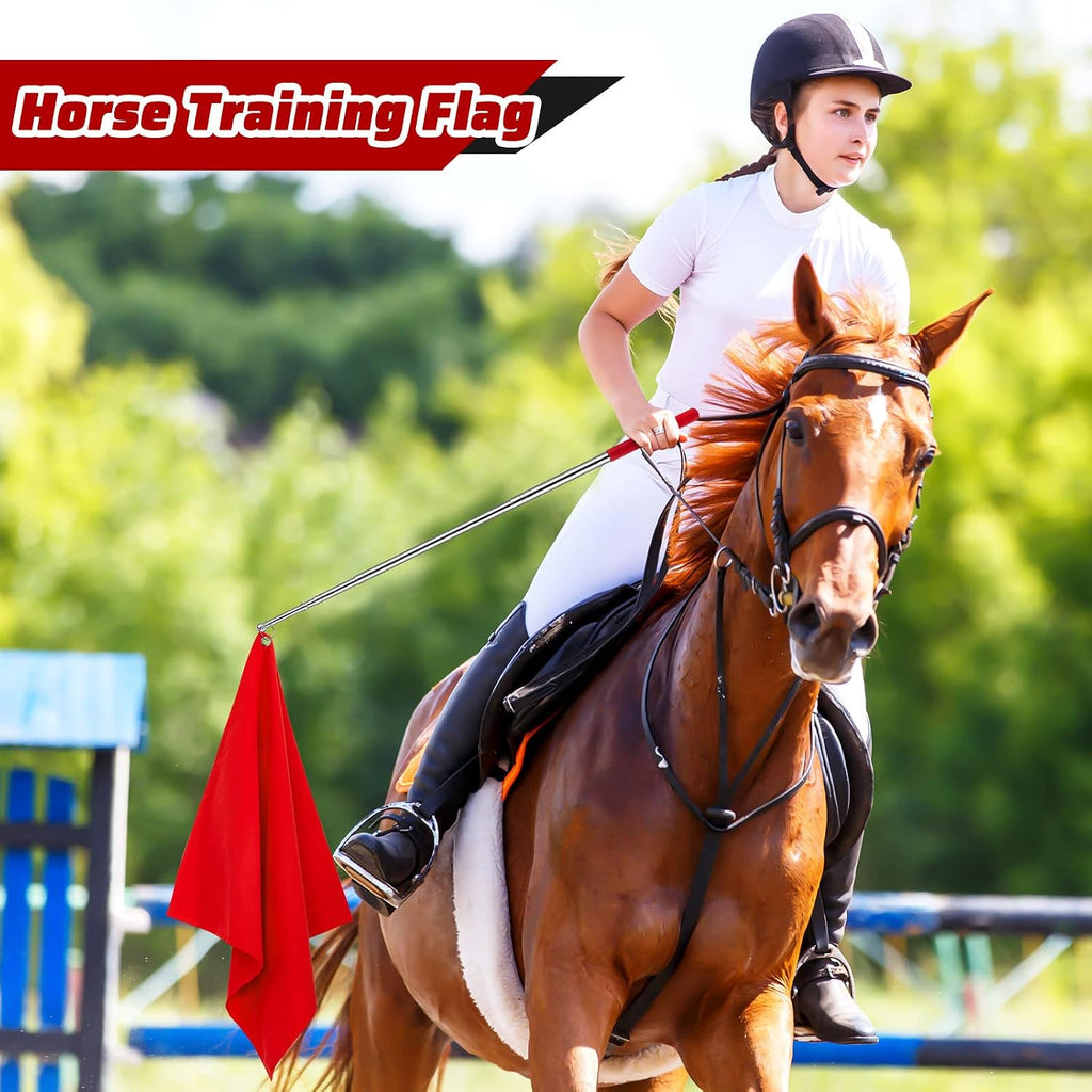 48" Horse Training Flag Horse Training Equipment with 4 Feet Replacement Flags and Telescopic Handheld Flagpoles
