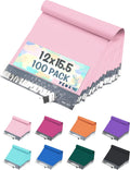Light Pink Poly Mailers 12x15.5 100 Pack Self-Seal Shipping Envelopes