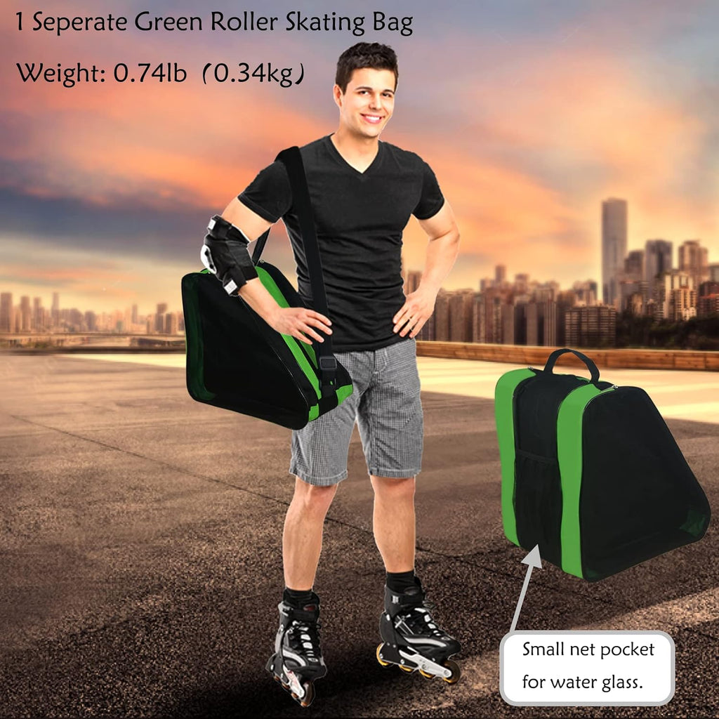 Roller Skate Bag - Adjustable Shoulder Strap Ice Skate Bag for Girls, Boys & Adults - Large Capacity Fits Quad