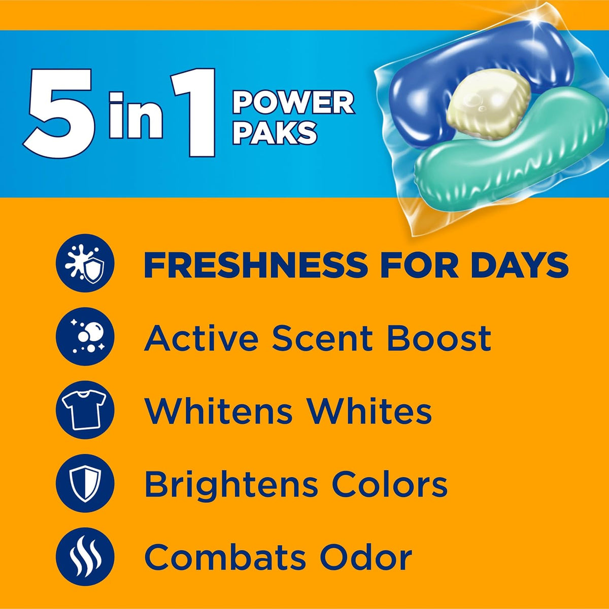 Clean Burst 5-in-1 Laundry Detergent Power Paks, 42 Count