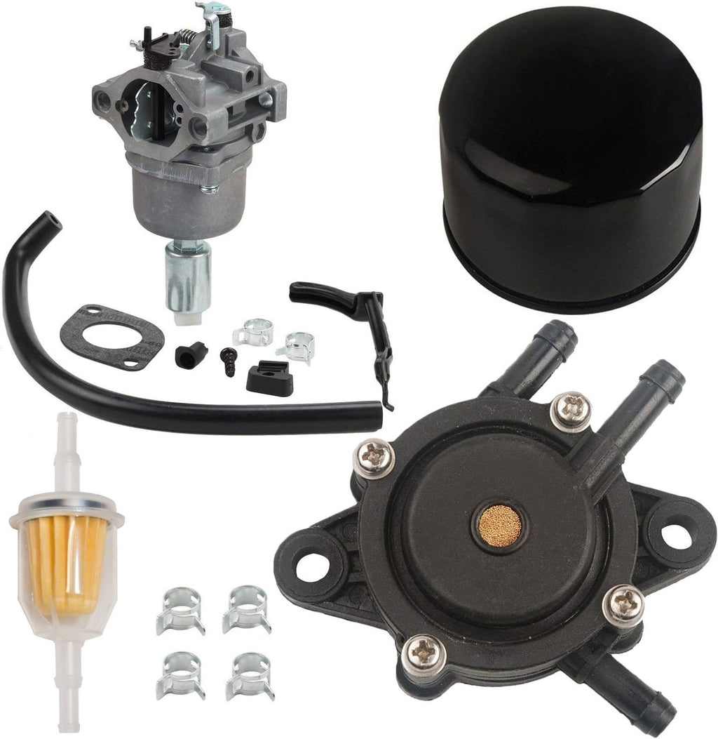 Carburetor Carb Kit Fuel Pump Fuel Filter with Oil Filter Replacement for John Deere 108 L105 102 115 105 X120 X145