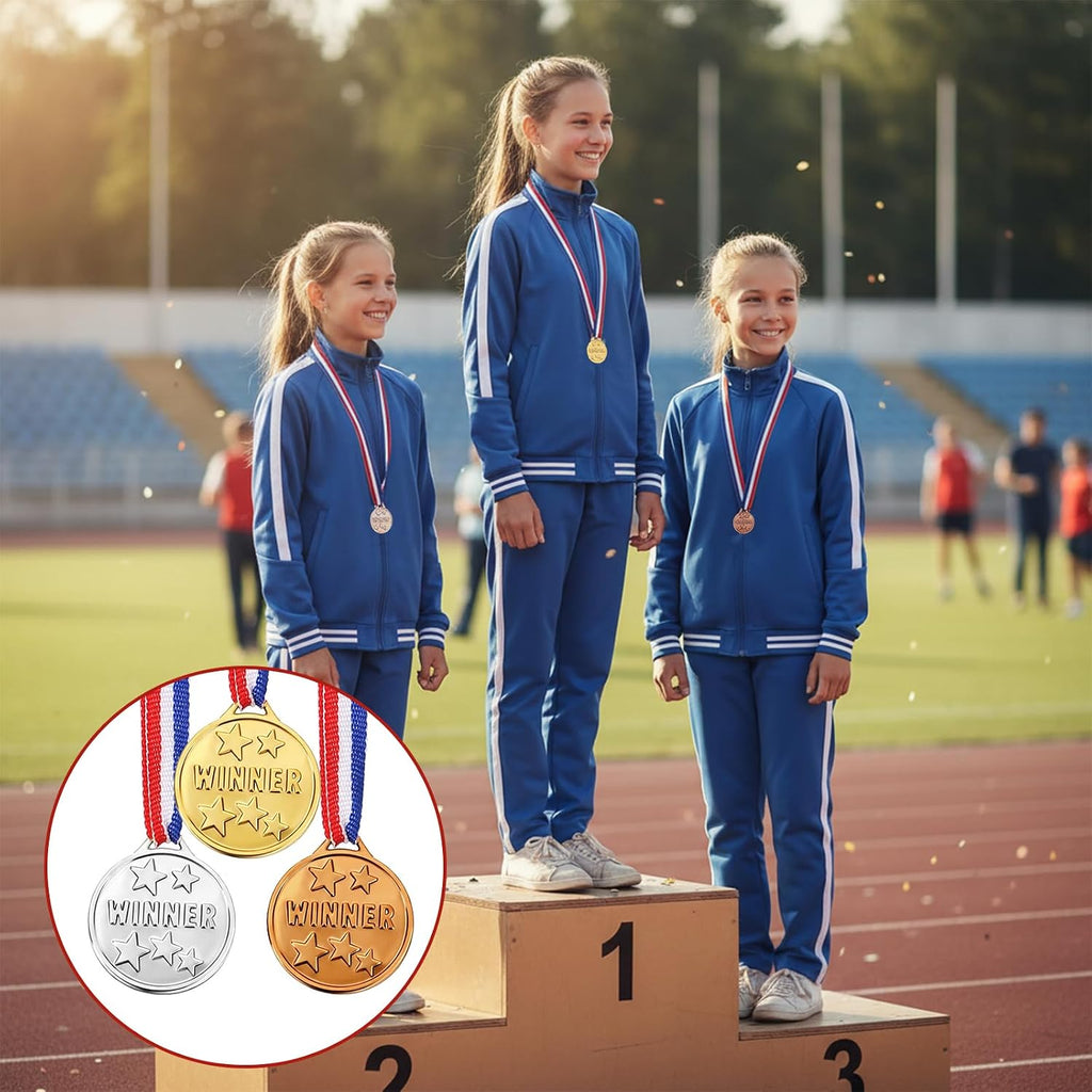 30pcs Plastic Medals - Winner Gold Silver Bronze Award Medals for Kids Competitions and Celebrations
