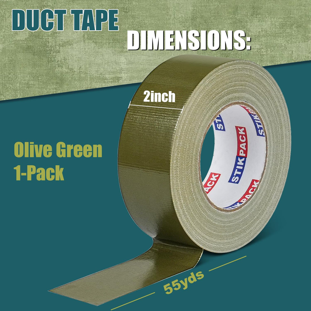 Olive Green Duct Tape 2 Inches x 165 Feet, 1 Roll