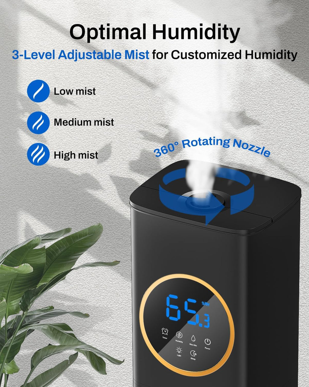 Humidifier Large Room Bedroom with Night Light, 2.1Gal(8L) Humidifiers for Home with Essential Oil Diffuser, Top Fill