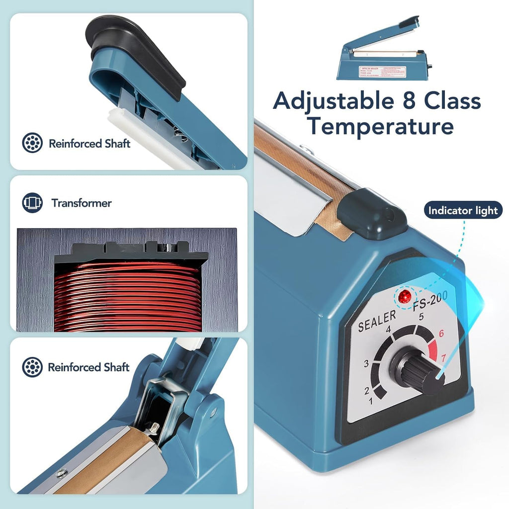 Impulse Heat Sealer 8 Inch, Manual Bags Sealer