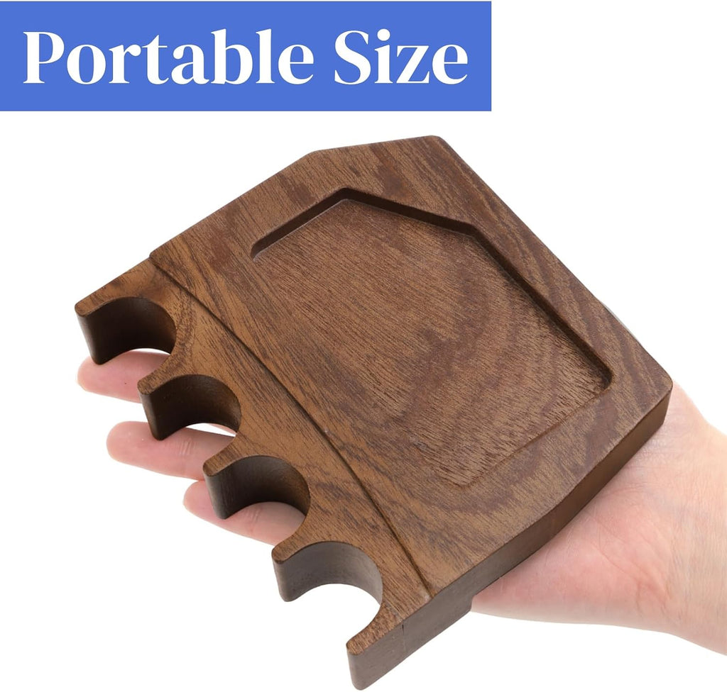 4-Hole Wood Pool Cue Holder, Portable Weighted Billiard Stick Rack, Non-slip Cue Holder Claw with Chalk Holder, Solid
