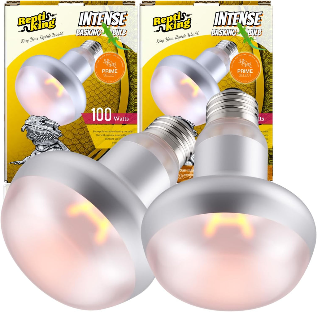 Basking Light for Reptiles, 2-Pack 100W Upgraded Intense Basking Spot, Reptile Heat Bulb Light, UVA Heat Lamp Bulbs