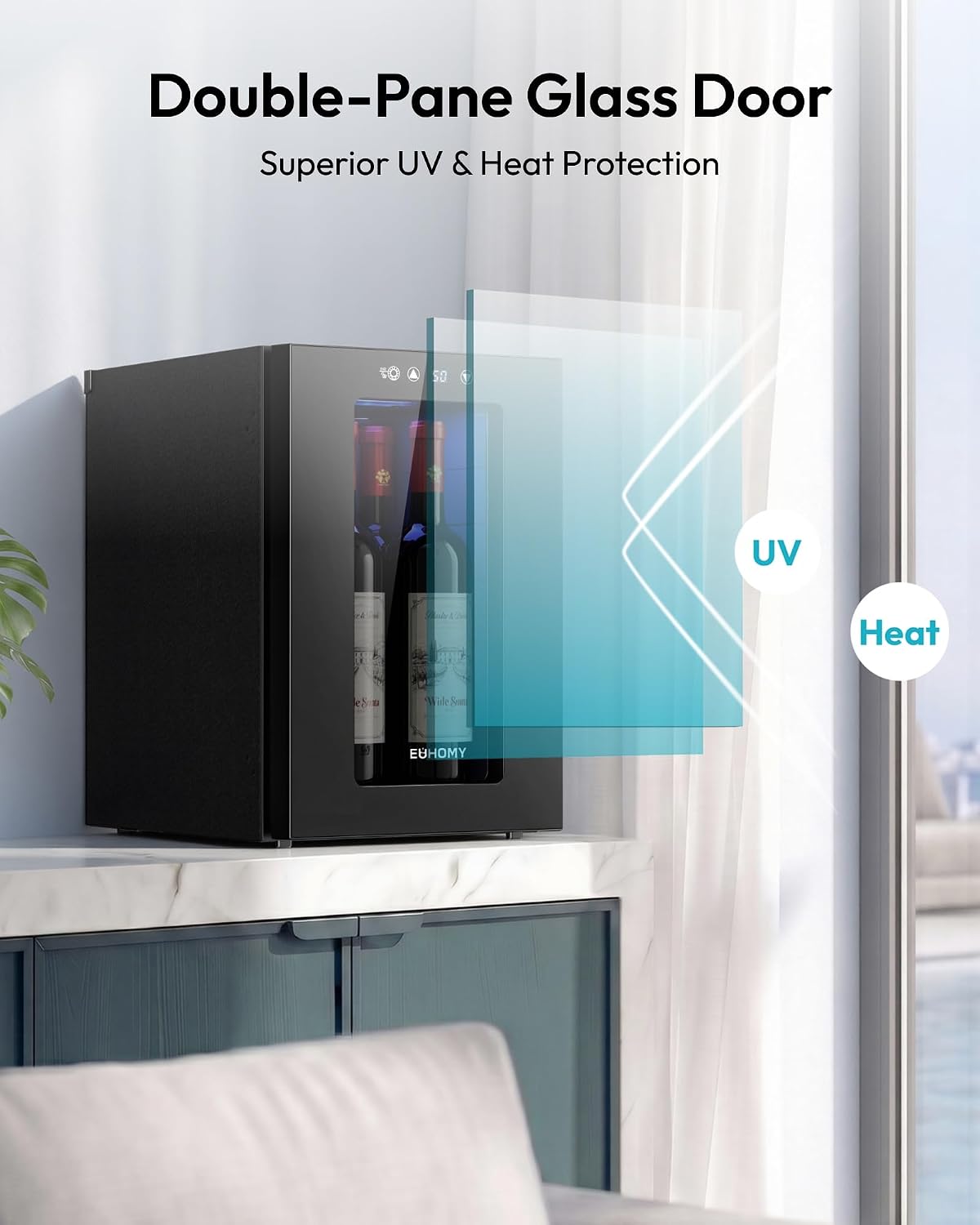 18L Wine Fridge Mini Fridge, Freestanding Counter-top Wine Cooler