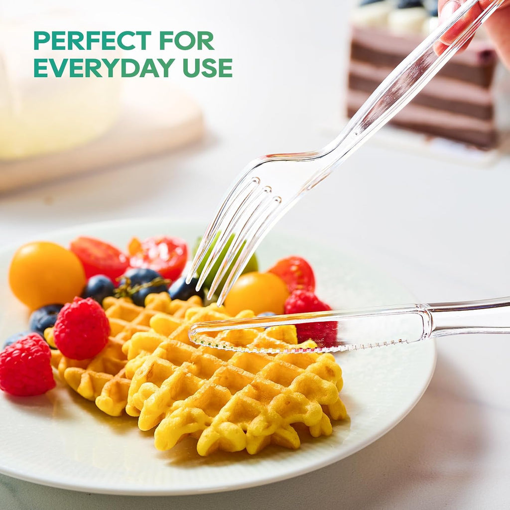 360 Clear Plastic Silverware, Heavy Duty Disposable Cutlery Set