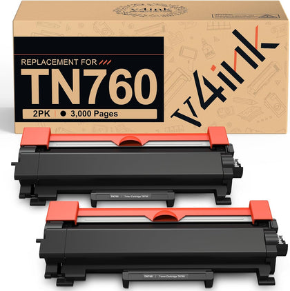 TN760 Compatible for Brother TN 760 Toner Cartridge 2Pack High Yield | Black Replacement for TN730 TN-730 TN770