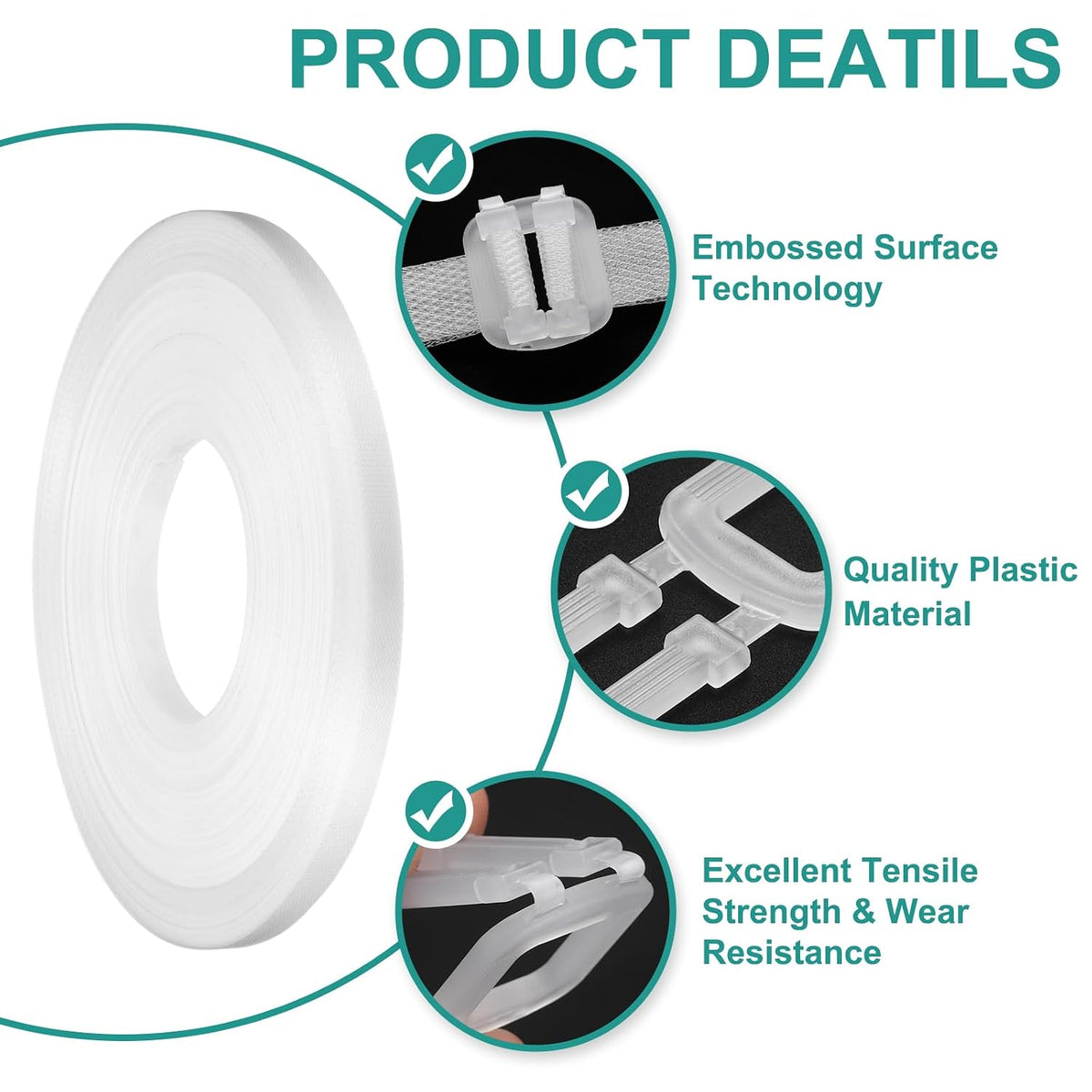 110 Yard Plastic Packaging Banding Strapping Kit, Packing Strap with 50Pcs Clear Buckles Universal Banding Tool for