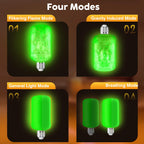 LED Flame Light Bulbs (2 Pack), 4 Modes Flickering Light Bulbs with Upside Down Effect, E26 Base Realistic LED Fire