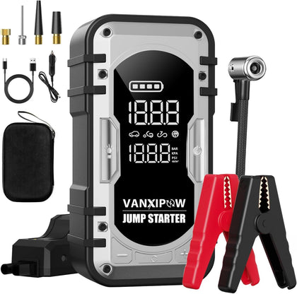 8000A Portable Car Battery Jump Starter with Air Compressor, 150PSI (9.0 L Gas/8.0L Diesel), 12V Jump Box Car Battery