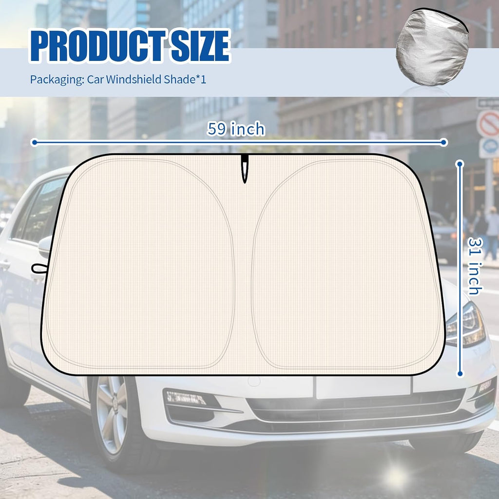 59"×31" 2026 Upgraded Car Windshield Sun Shade Foldable,Thickened Car Sun Shade Windshield with Storage Bag,Universal