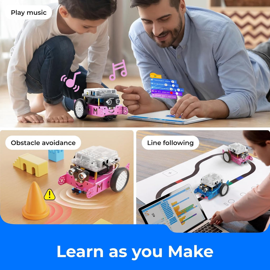 mBot Pink STEM Coding Robotics Toy Kit for Girls & Kids Ages 8-12 | Arduino & Scratch Coding, Remote Control Building