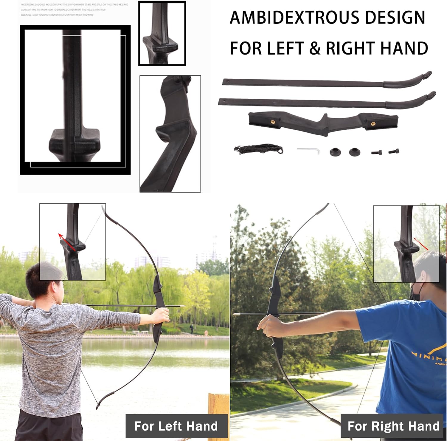Recurve Bow and Arrow Set for Adults & Youth 20 30 40lb, Takedown Archery Kit for Beginners Right & Left Handed