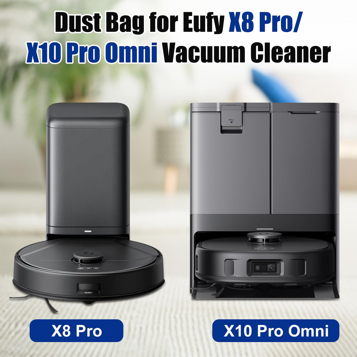 Chuancheng 10 Pack Dust Bags Replacement for Eufy Clean X8 Pro/X10 Pro Omni Robot Vacuum Self-Empty Station Accessories Part