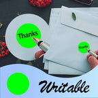 Dot Stickers - 3/4 Inch Fluorescent Green Circle Labels, 1400pcs Self-Adhesive Writable Color Coding Round Stickers