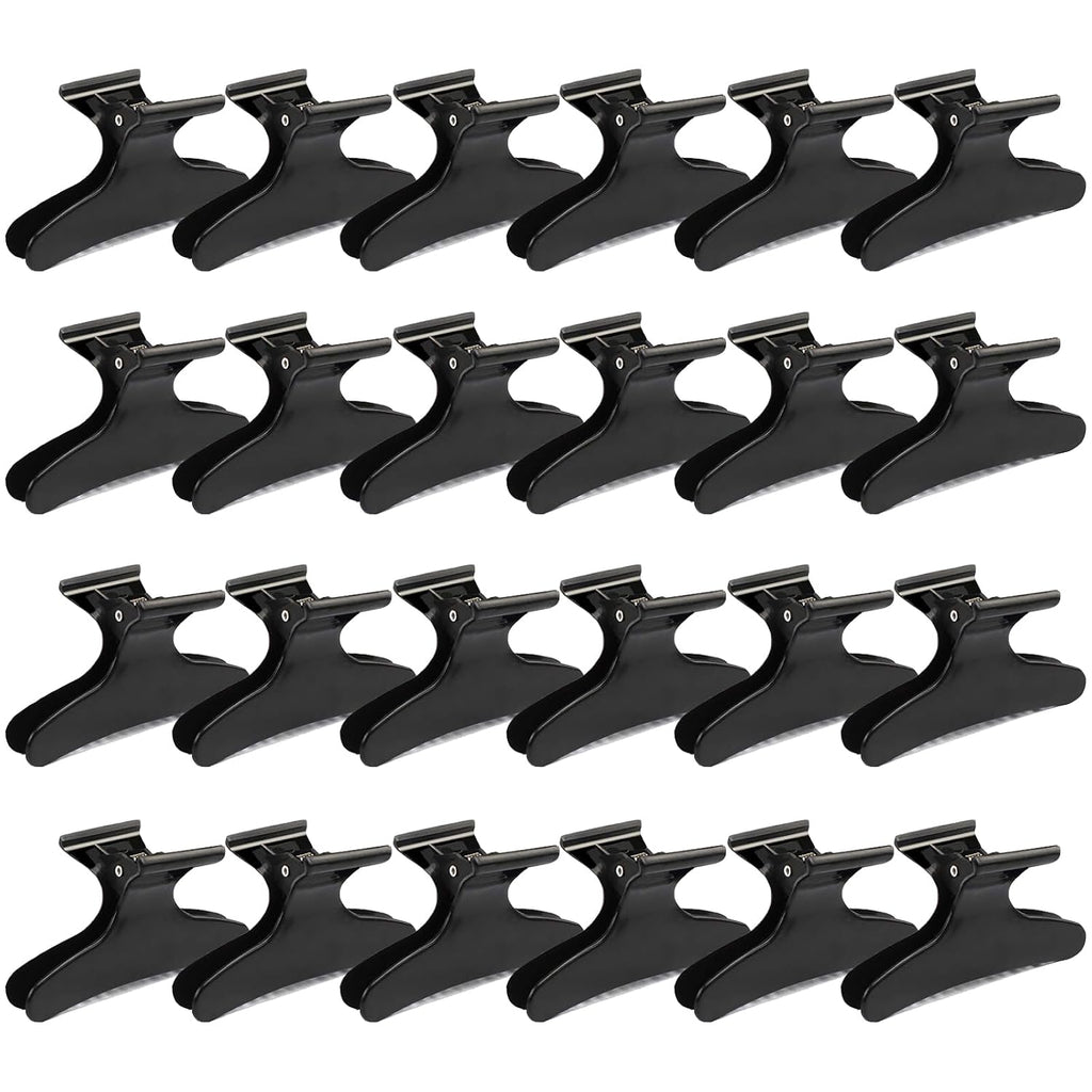 24 Pcs Black Butterfly Hair Clips for Styling Sectioning Pro Hair Claws Clamps Clips for Cutting, Sectioning