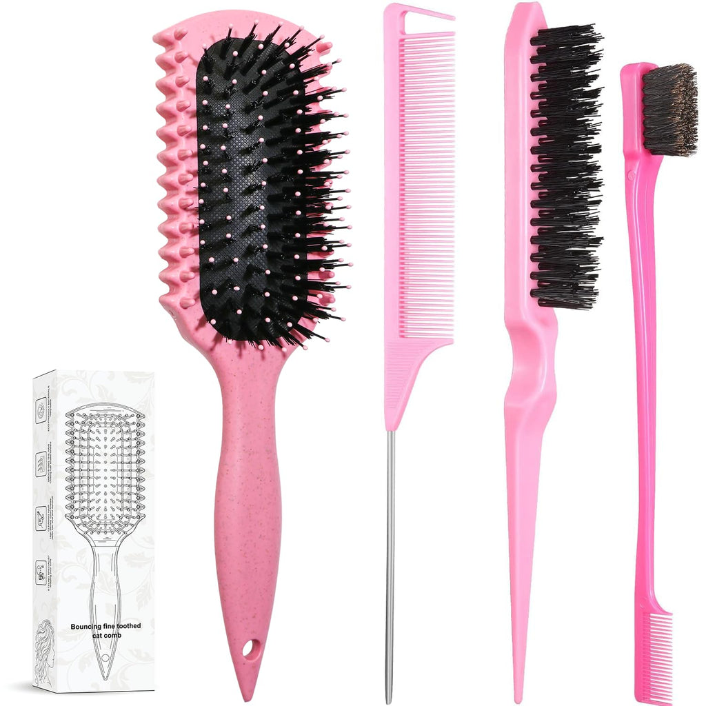 Curl Defining Brush, Curly Hair Brush Products With 3 Pcs Slick Back Hair Brush Set Bristle Brush Edge Control