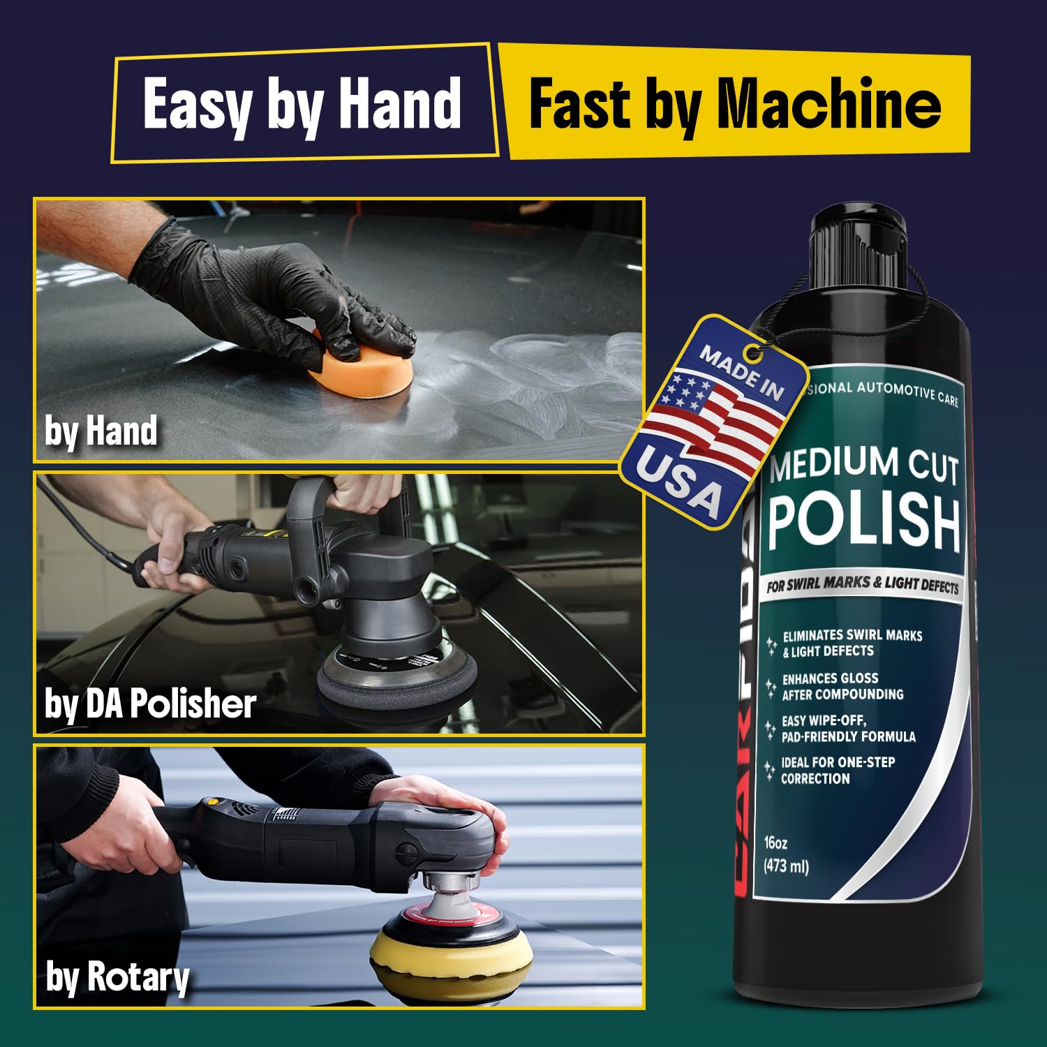 Medium Cut Polish – Car Scratch Remover & Swirl Remover – Polishing Compound Restores Gloss & Clarity – One-Step