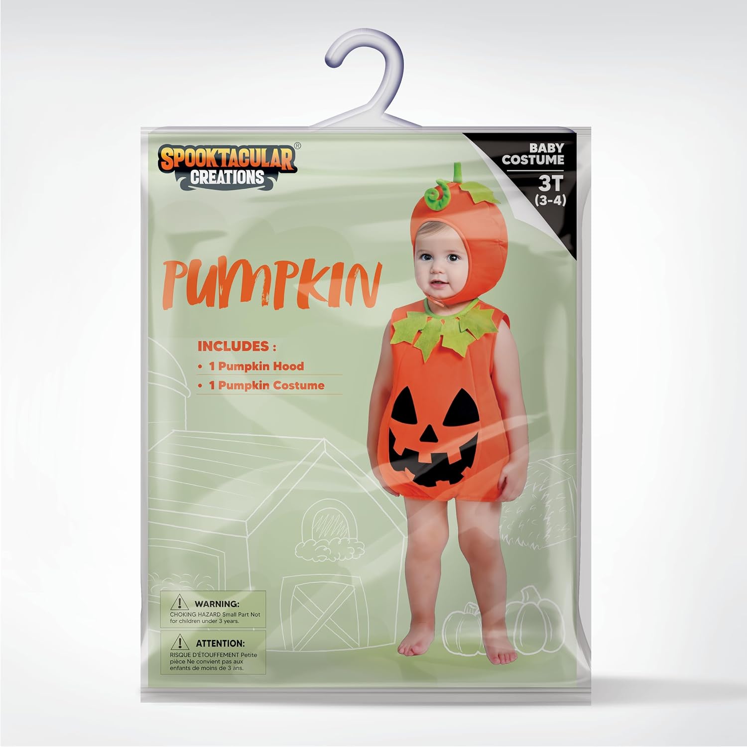 Halloween Baby Pumpkin Costume, Pumpkin Costume Toddler Outfit with Hood for Halloween Dress up party