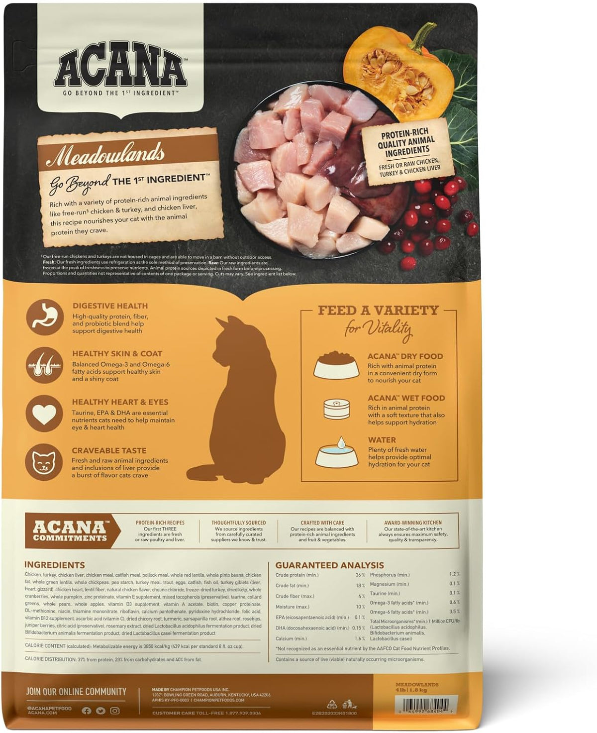 Grain-Free Dry Cat Food Meadowlands Recipe 4lb Bag