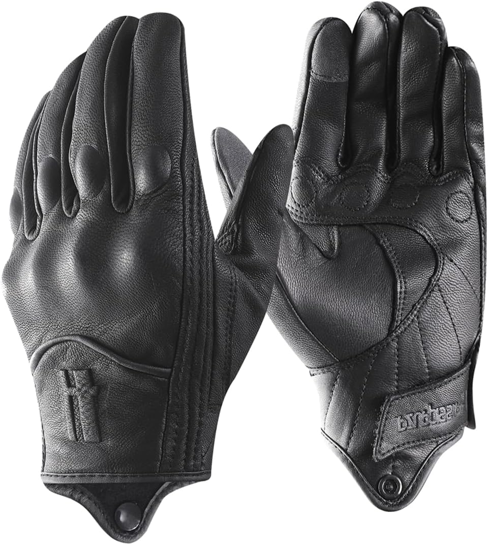 Retro Motorcycle Gloves for Men Touchscreen Leather Riding Driving Motorbike Gloves CM006US