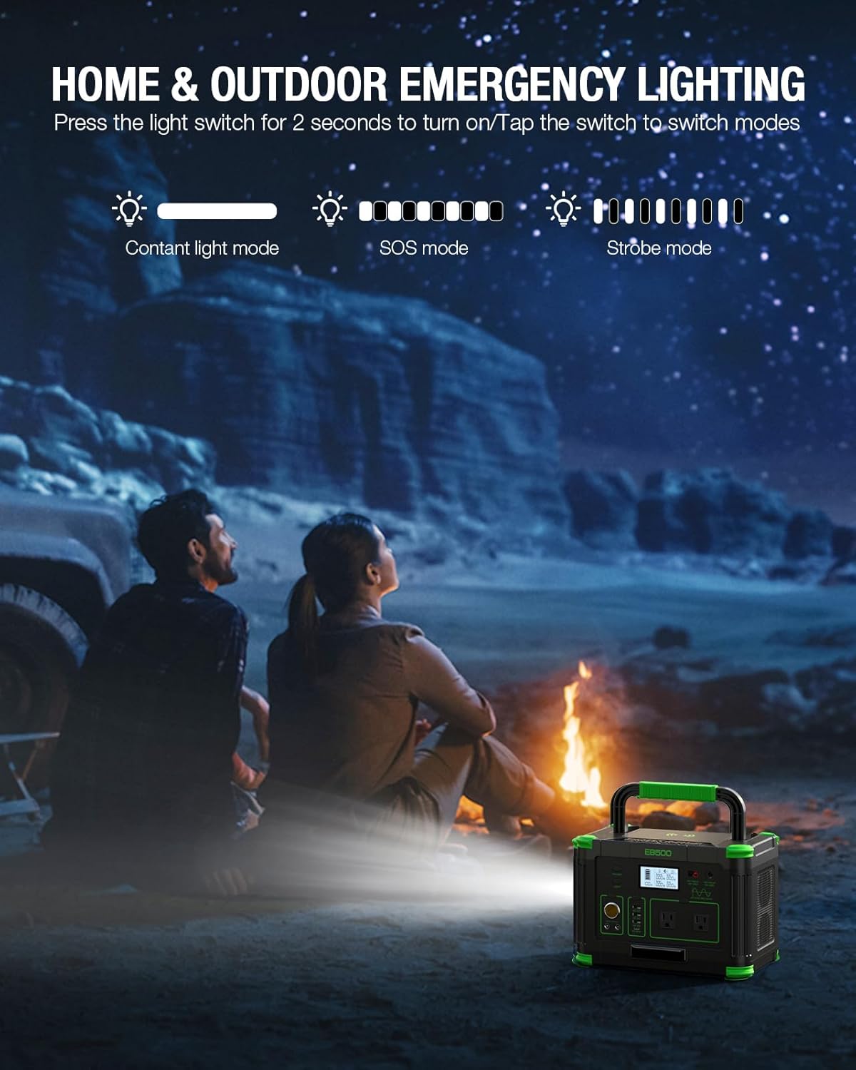 500W Portable Power Station with 100W Solar Panel, 519.48Wh Solar Generator | with 60W USB-C PD Output, 120V Pure