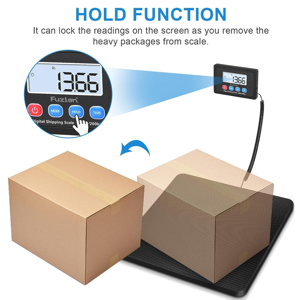 Shipping Scale, 440LB x 10g High Accuracy Postal Scale, Hold & Tare | Carbon Fiber Platform, Digital Shipping Postal