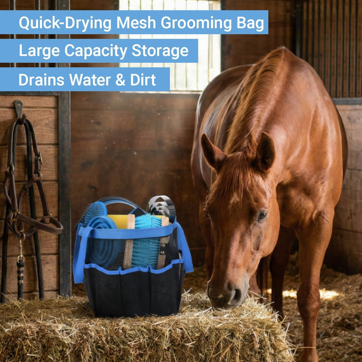 13 Piece Horse Grooming Kit, Horse Brushes for Grooming Supplies with Portable Bag, Horse Brush Set & Curry Comb for