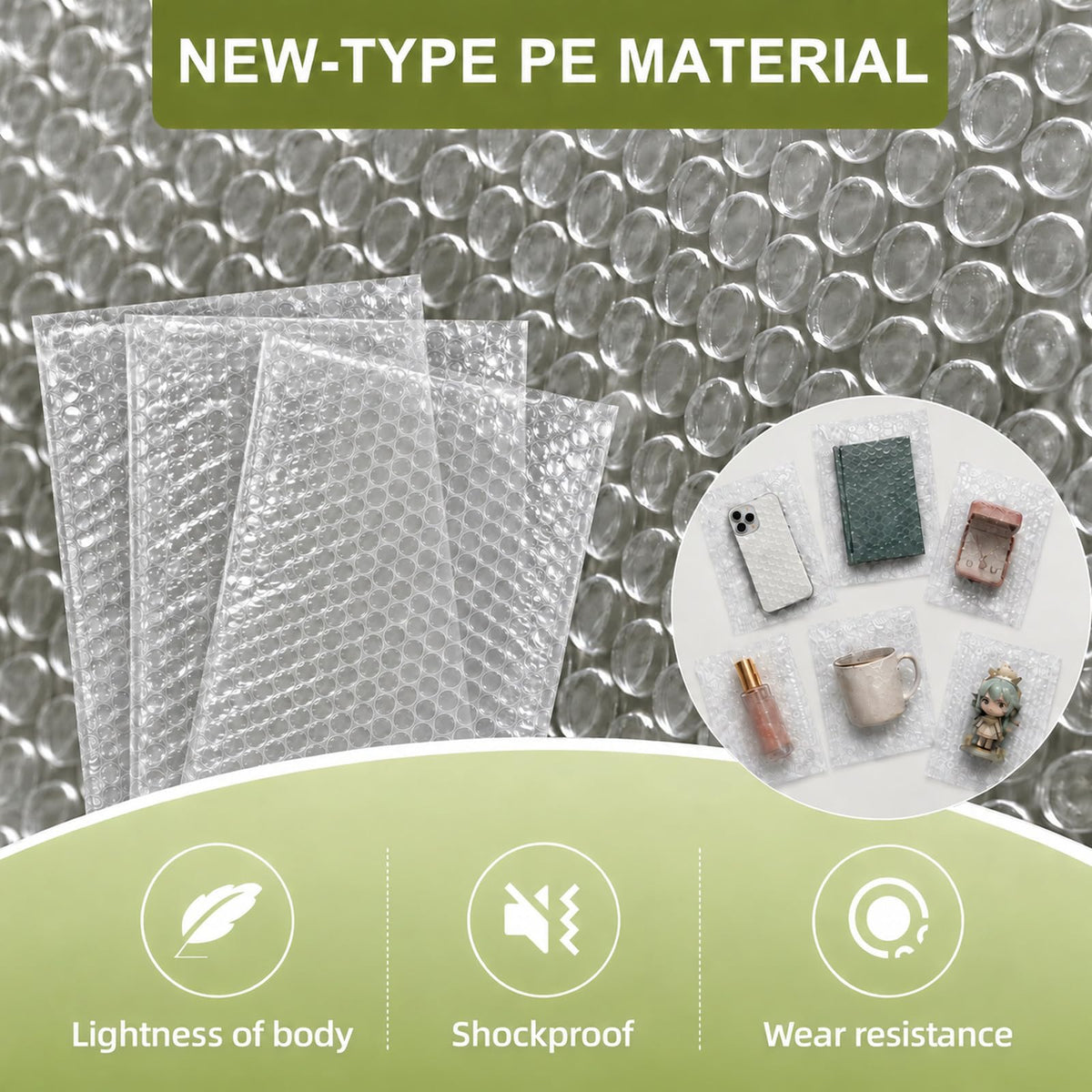 50PCS 12x14"Bubble Pouches,Shockproof Cushioning Protection