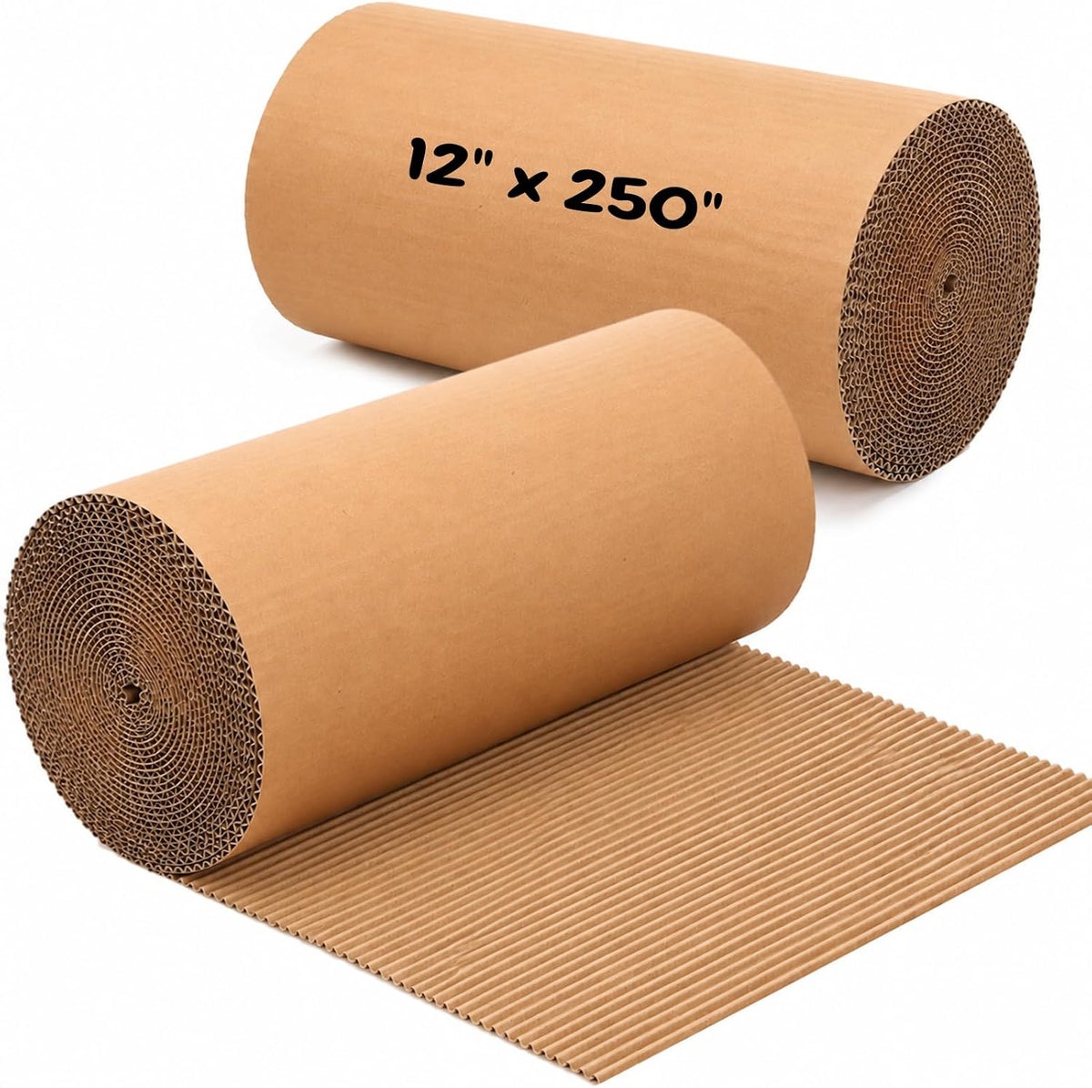 2 Roll Corrugated Cardboard 12x 250'' Brown B Flute Corrugated Sheet