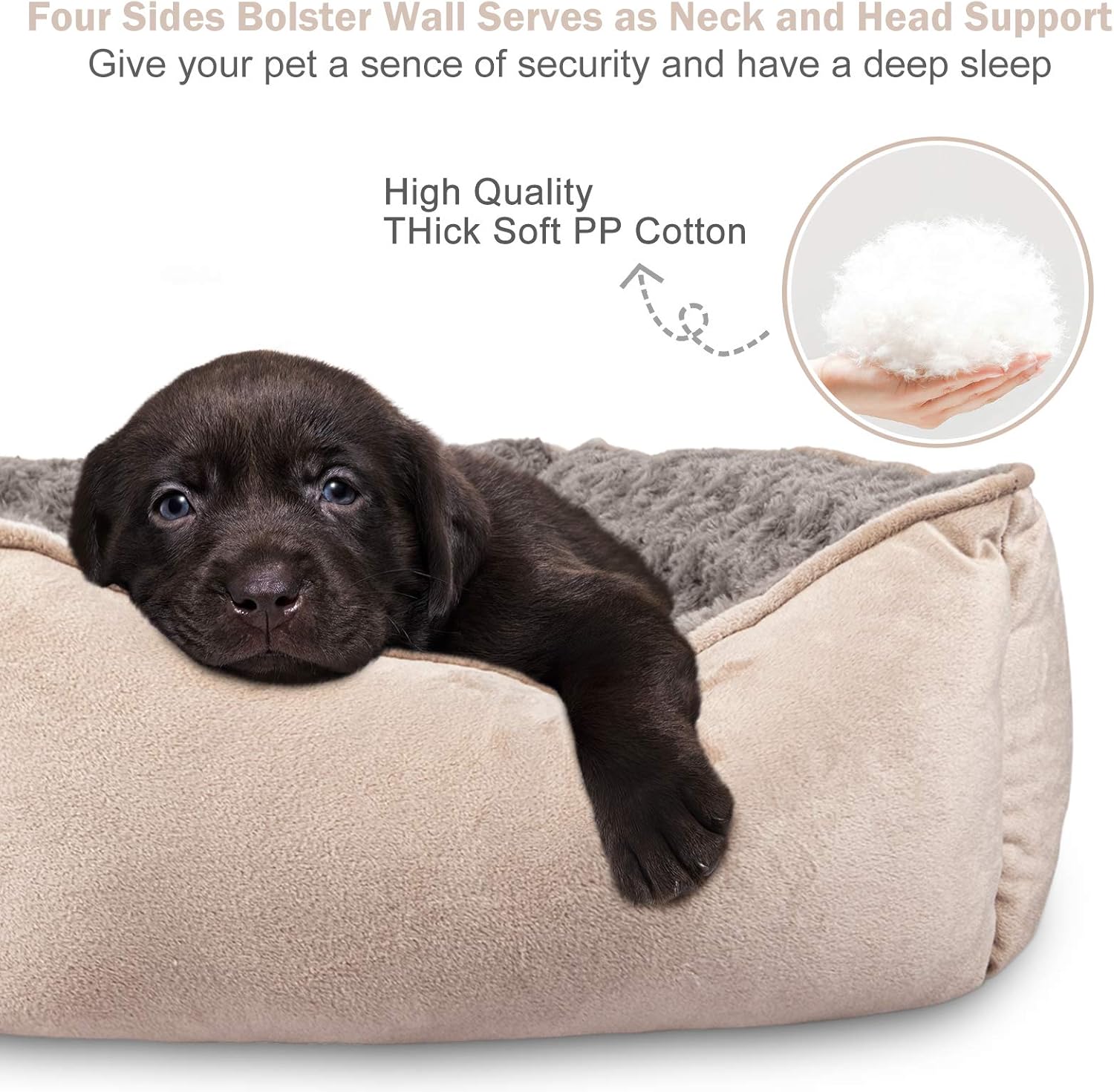 Rectangle Dog Bed for Large Medium Small Dogs - Washable Orthopedic Sofa Bed, Soft Breathable Puppy & Pet Cuddler