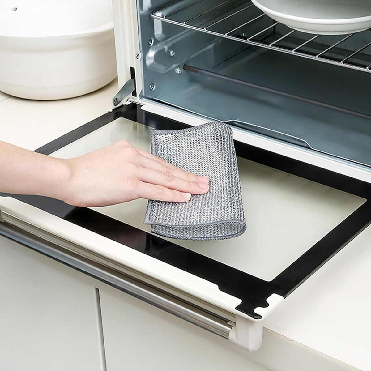 Double-Layer Steel Wire Cleaning Cloth - Non-Scratch Wire Dishcloth Rag Heavy Duty Scrub Pads Multi-Purpose Silver