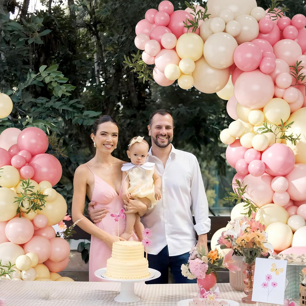 Pink and Yellow Balloon Arch Kit Pastel Pink Light Pink Yellow Sand White Balloons for Birthday Baby Shower Bridal