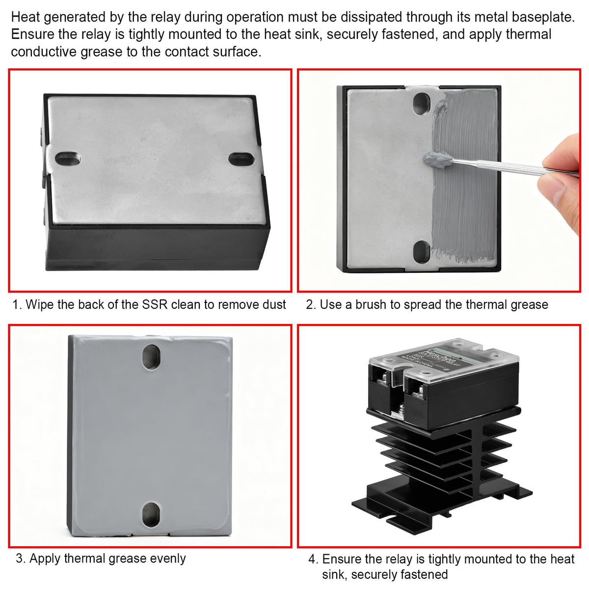 Heschen Single Phase DC/AC Solid State Relay, SSR-15DA, Input 4-32VDC, Output 24-480VAC, 15A 50-60Hz