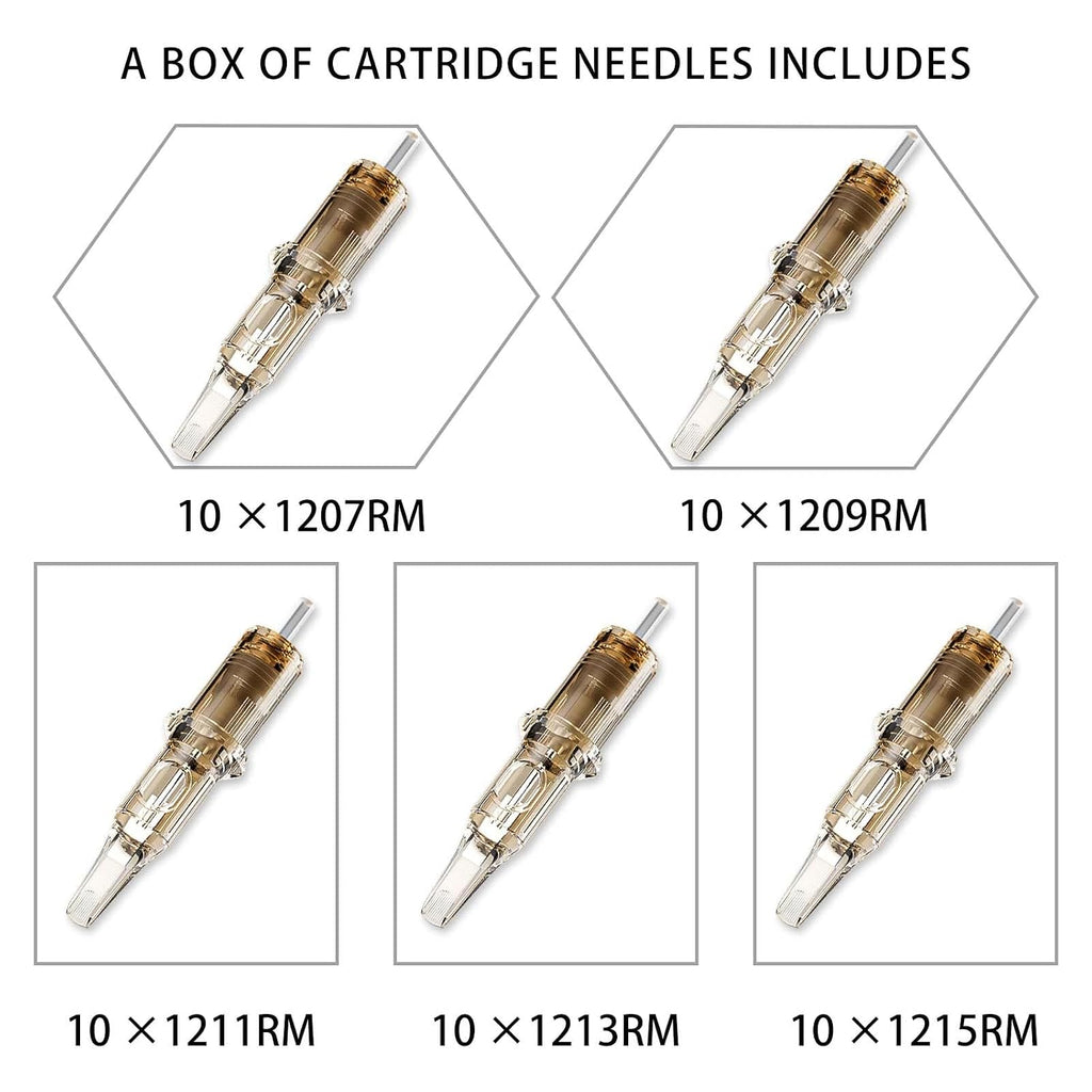 50Pcs Assorted #12 Standard Tattoo Needle Cartridges RM 3rd Gen