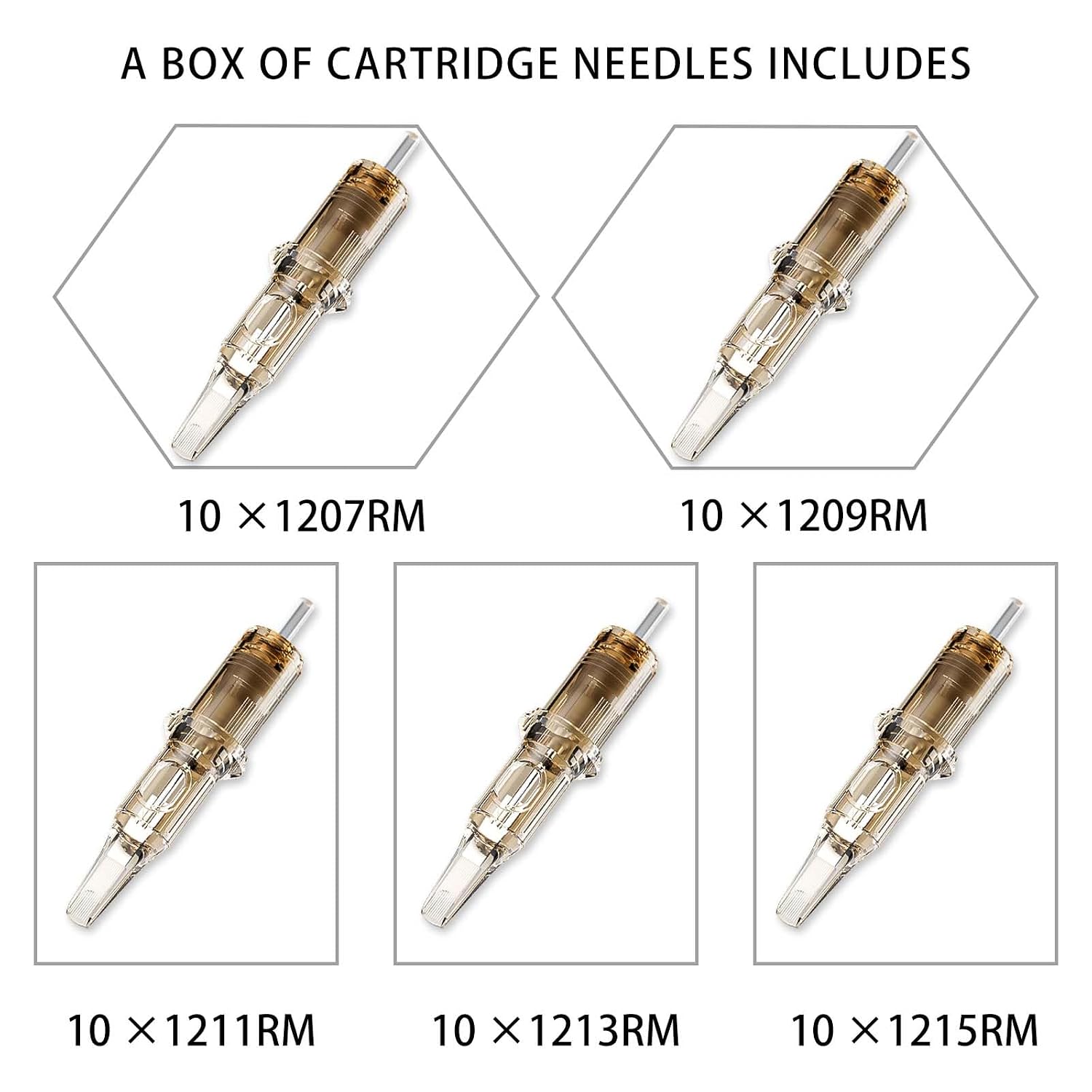 50Pcs Assorted #12 Standard Tattoo Needle Cartridges RM 3rd Gen