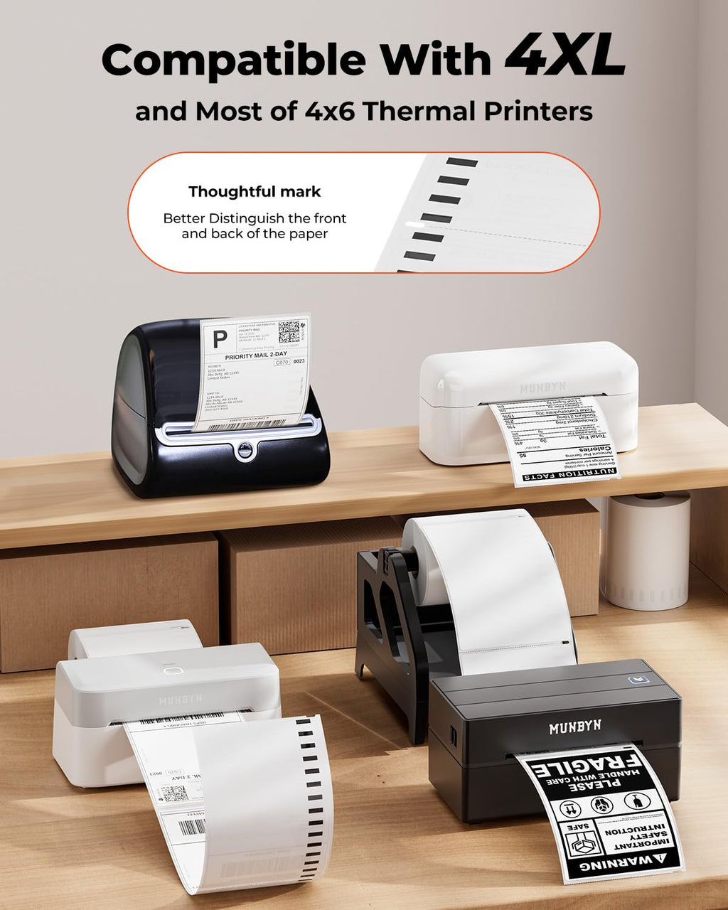 4"x6" Thermal Printer Label, Shipping Labels, 220 Sheets/Roll | Compatible with Rollo, Jadens, Nelko, DYMO 4XL