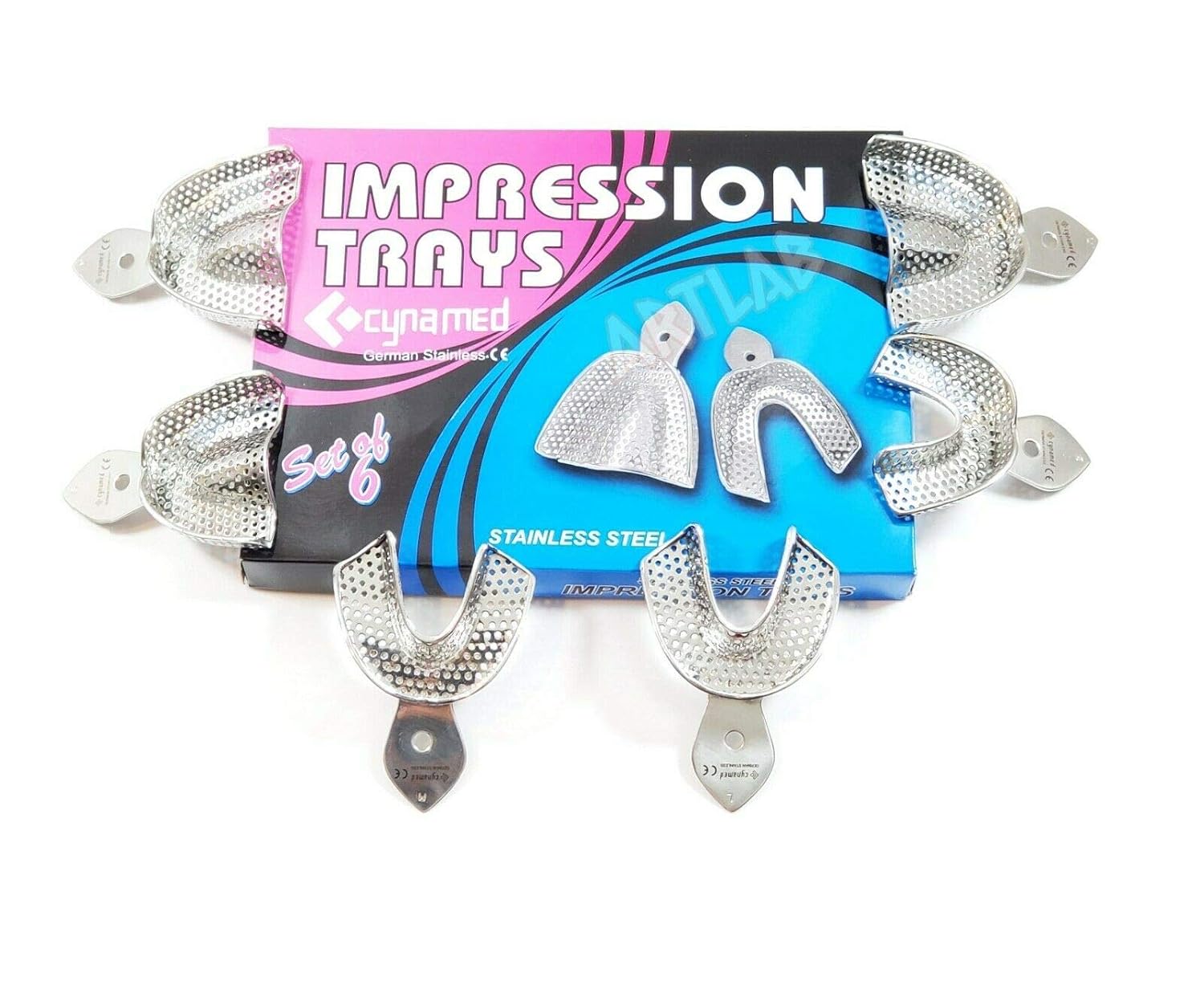 Premium German Dental Autoclavable Metal Impression Trays Stainless Steel Upper Lower Dental Perforated Impression