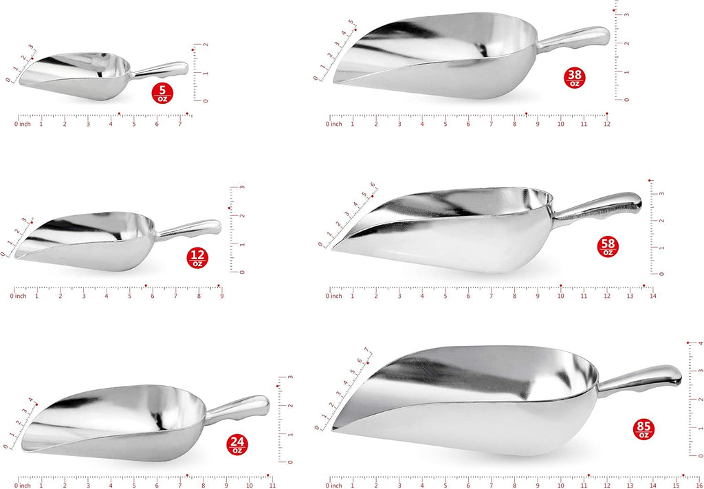 34509 Cast Aluminum Ice Scoop, 5-Ounce, Silver