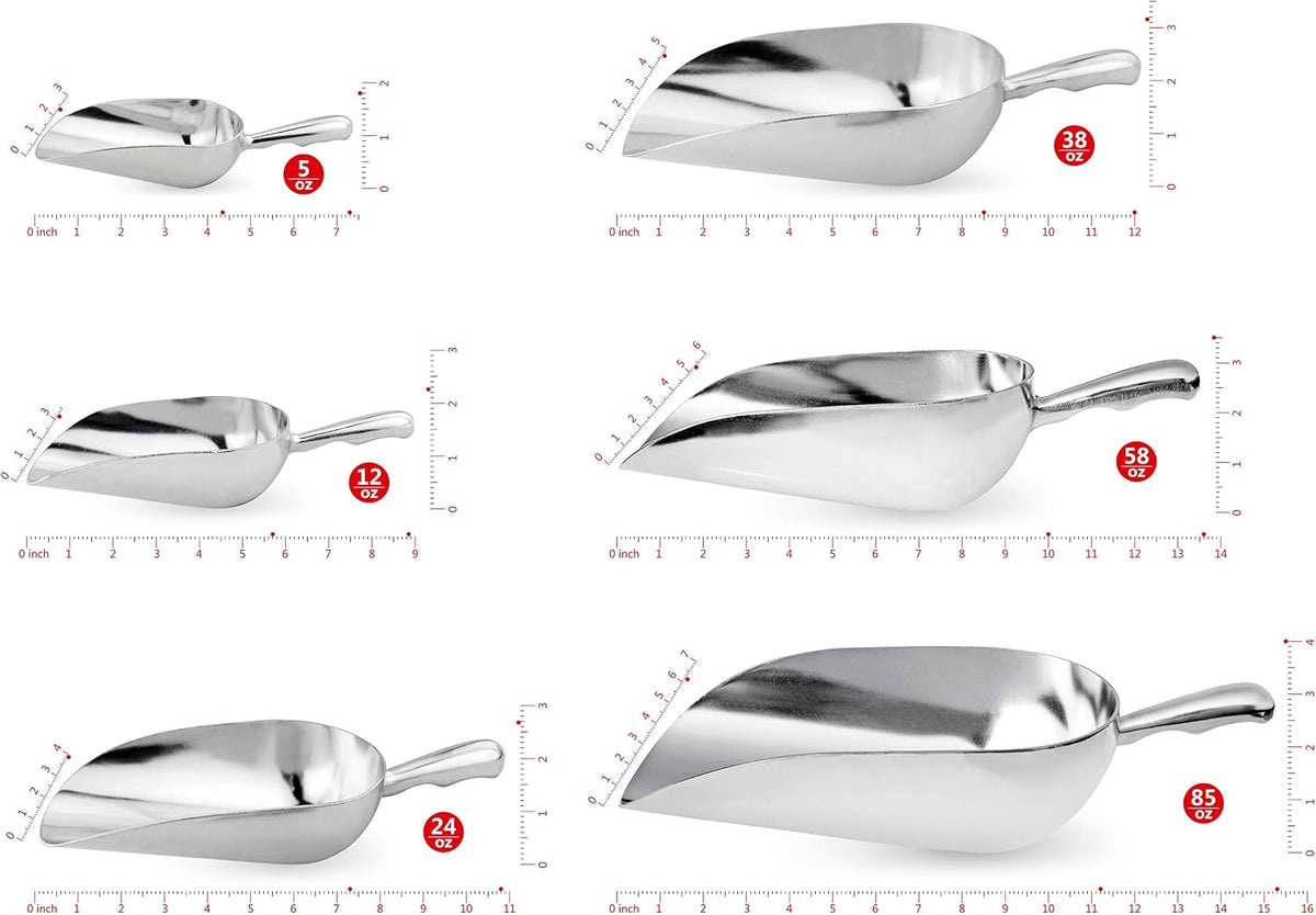 34509 Cast Aluminum Ice Scoop, 5-Ounce, Silver
