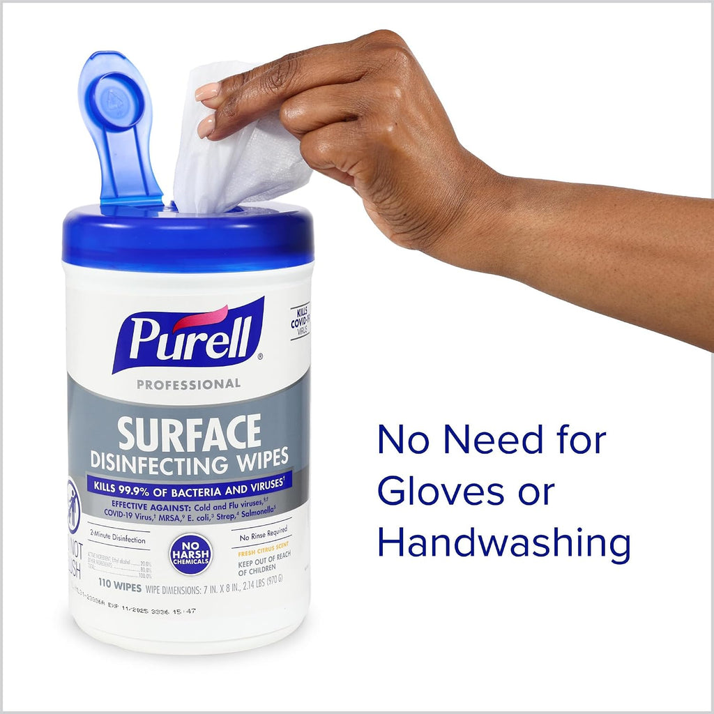 Professional Surface Disinfecting Wipes Canister 6 x 110ct - 9342-06