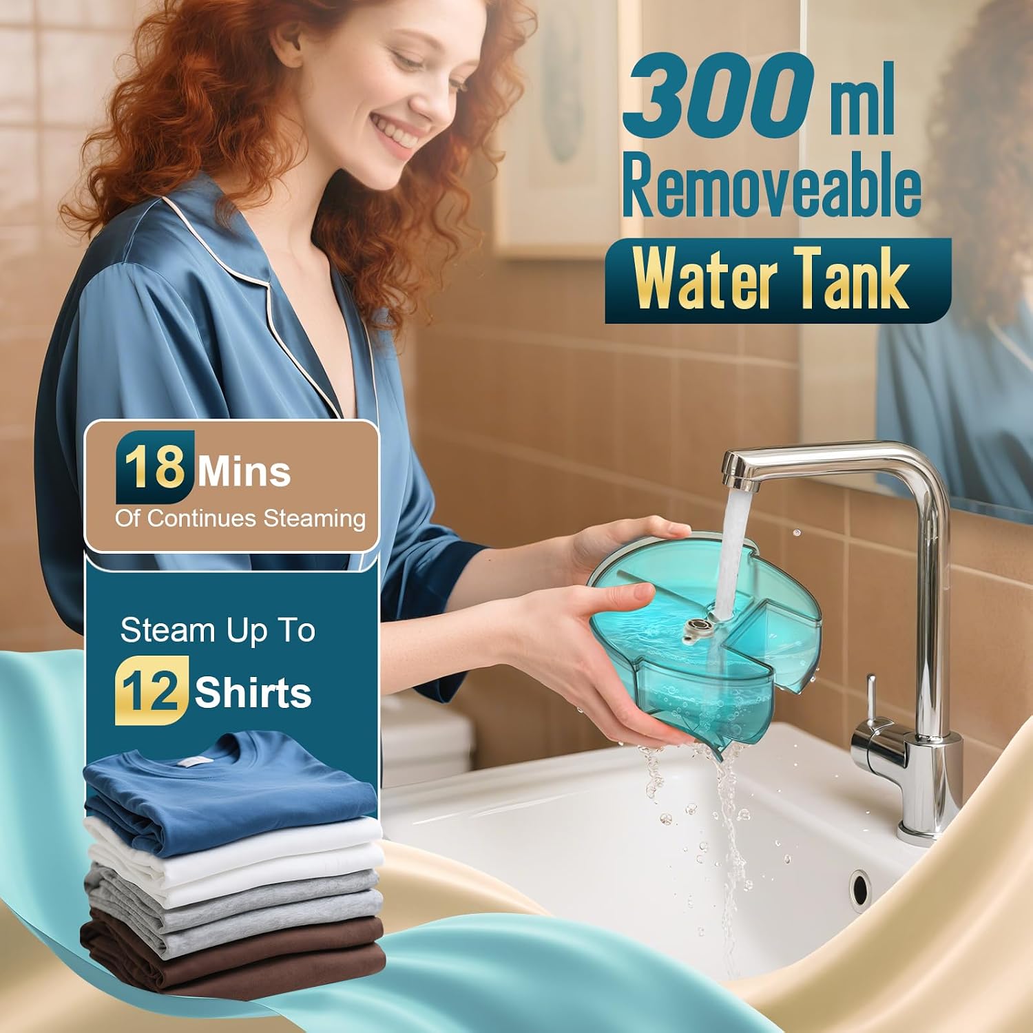 Steamer for Clothes - 1900W Strong Penetrating Steam & Fast Wrinkle Remover Portable Handheld Garment Steamer 3 Steam