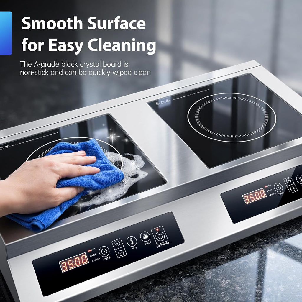 7000W Commercial Double Induction Cooktop Countertop